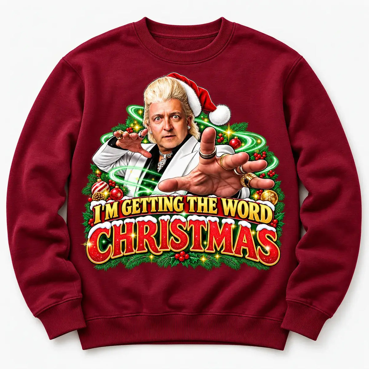 Burgundy Clinton Baptiste Christmas jumper mockup