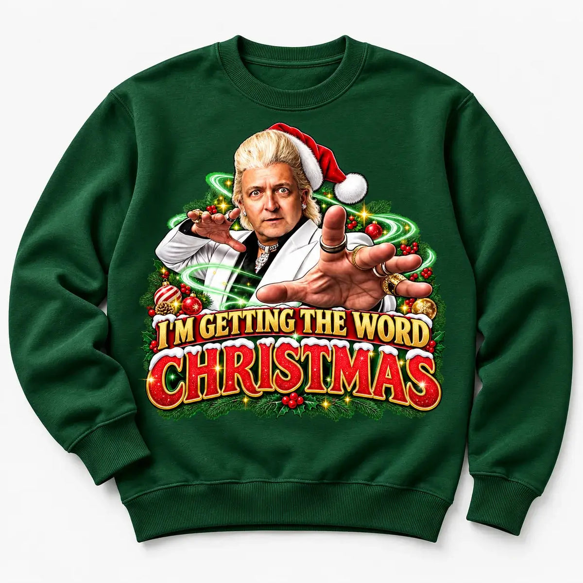Bottle Green Clinton Baptiste Christmas jumper alternate flat lay