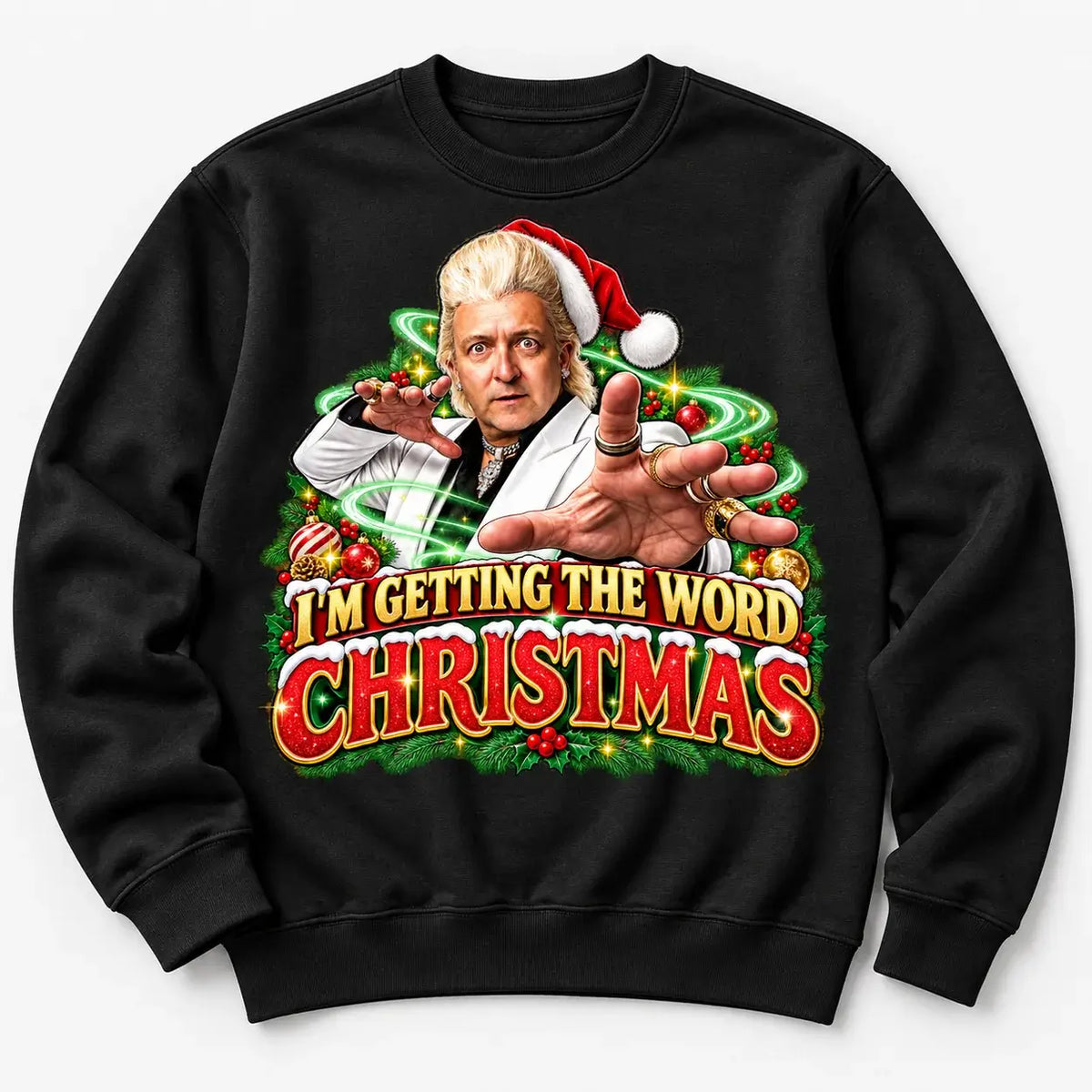 Black Clinton Baptiste Christmas jumper alternate flat lay