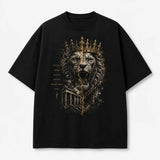 Crowned Lion Roman Empire graphic black T-shirt front mockup