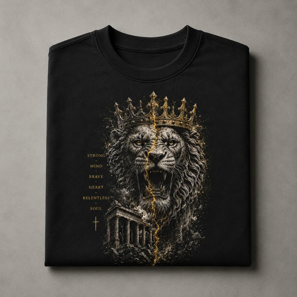 Folded Crowned Lion Roman Empire black T-shirt