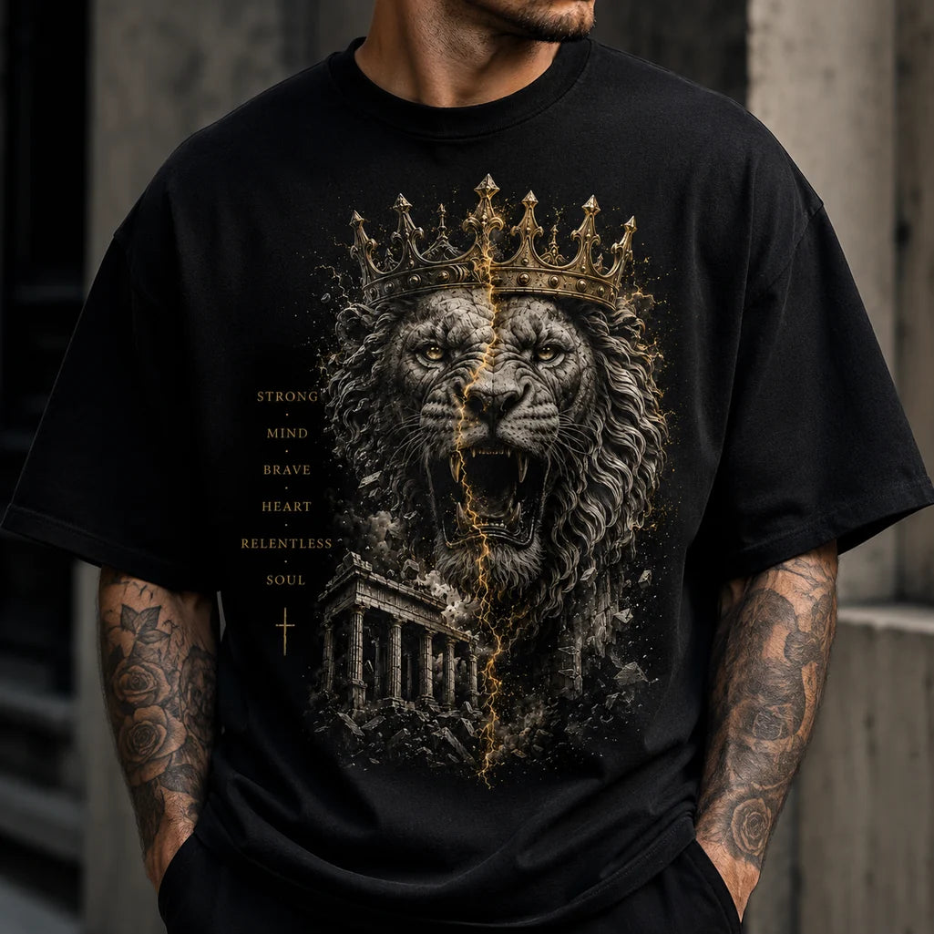 Crowned Lion graphic black T-shirt front product image