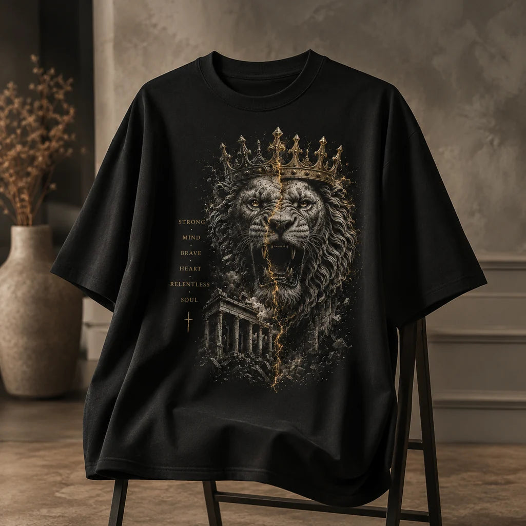 Premium styled Crowned Lion Roman Empire black T-shirt