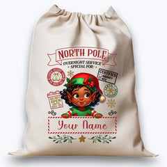 Personalised DTF Printed Christmas Sack - ELF Design #2 40cm x 61.5cm