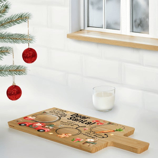 Dear Santa Snack Board – Bamboo Christmas Serving Tray