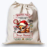 Personalised DTF Printed Christmas Sack - Deer Design #1 - 40cm x 61.5cm