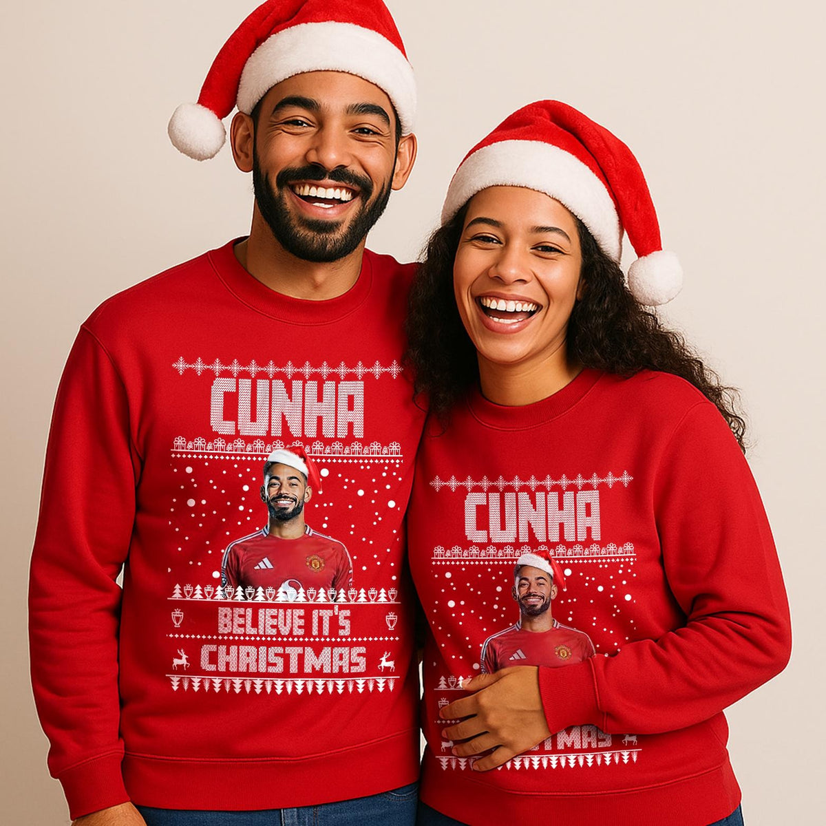 Matheus Cunha festive Manchester football fan jumper product image