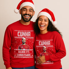 Matheus Cunha Christmas Jumper "Cunha Believe It's Christmas" - Manchester United Fan Gift