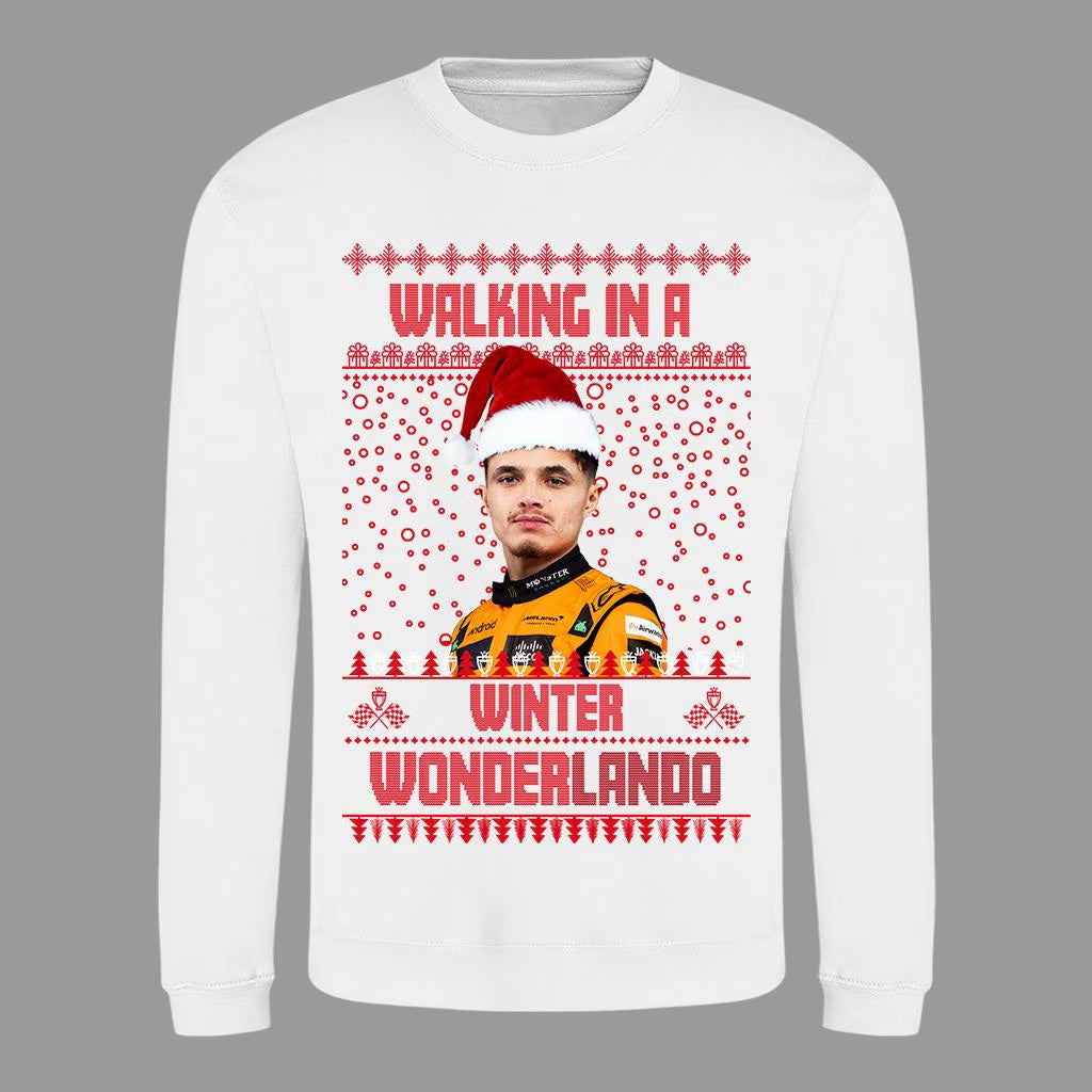 Walking in a Winter WonderLando Christmas Jumper - Lando Norris McLaren F1 Fan Gift