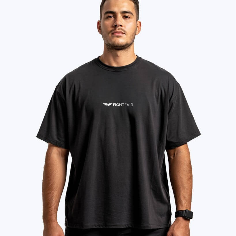 Fightfair Cage Is Home black oversized T-shirt front logo print