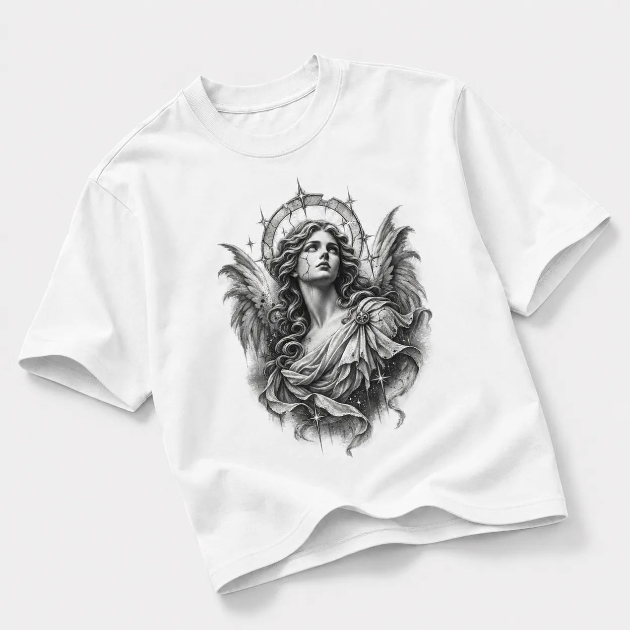 Gothic Angel graphic T-shirt detail - Arctic White