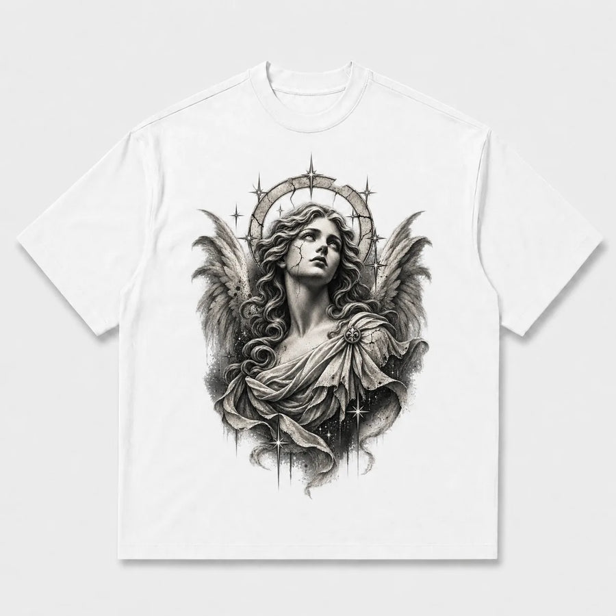 Gothic Angel Graphic T-Shirt on black