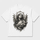 Gothic Angel graphic T-shirt - Deep Black