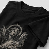 Gothic Angel graphic T-shirt detail - Deep Black