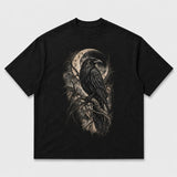 Gothic Raven Moon graphic T-shirt - Arctic White