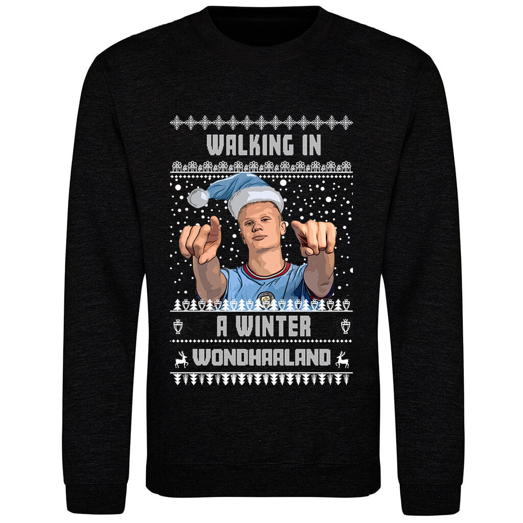 Erling Haaland Christmas Jumper - "Walking in a Winter WONDHAALAND" - For Manchester City Fans