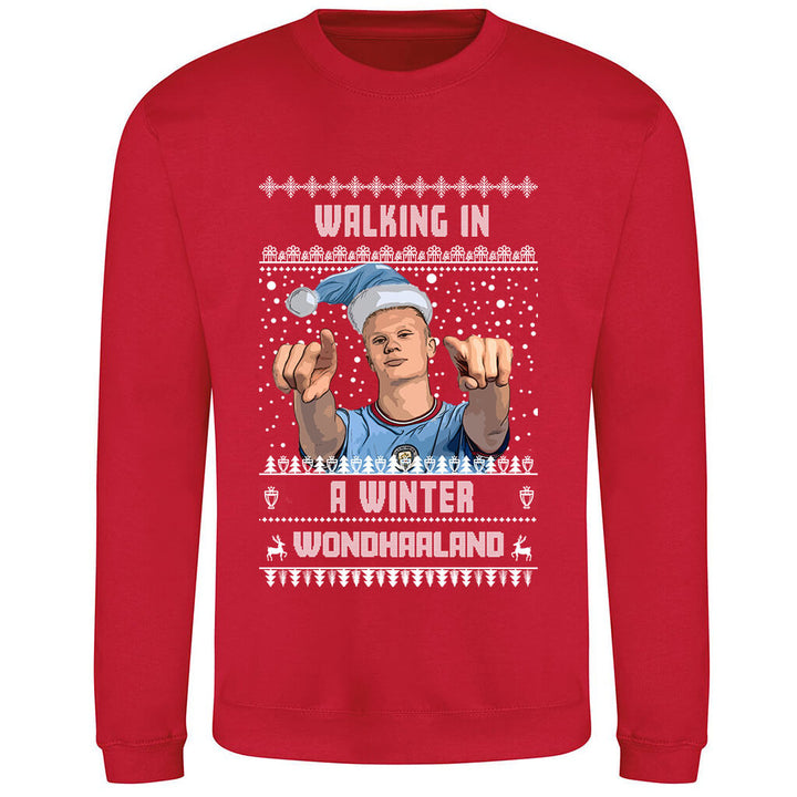 Erling Haaland Christmas Jumper - "Walking in a Winter WONDHAALAND" - For Manchester City Fans
