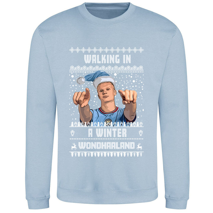 Erling Haaland Christmas Jumper - "Walking in a Winter WONDHAALAND" - For Manchester City Fans