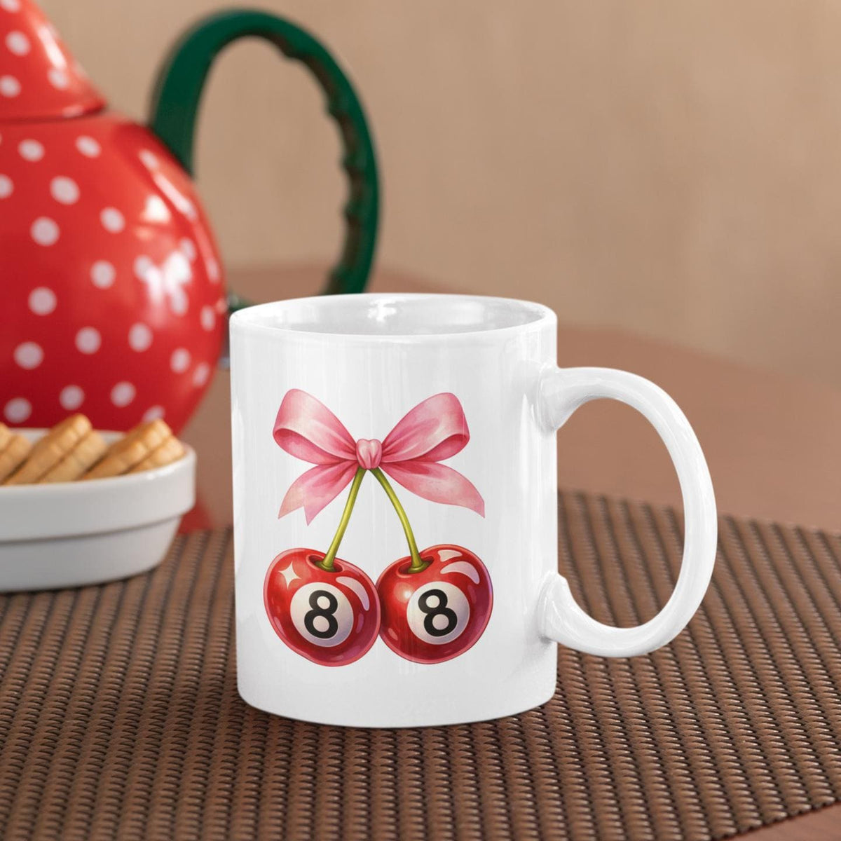 Pink cherry bow 8-ball PNG transparent digital design preview