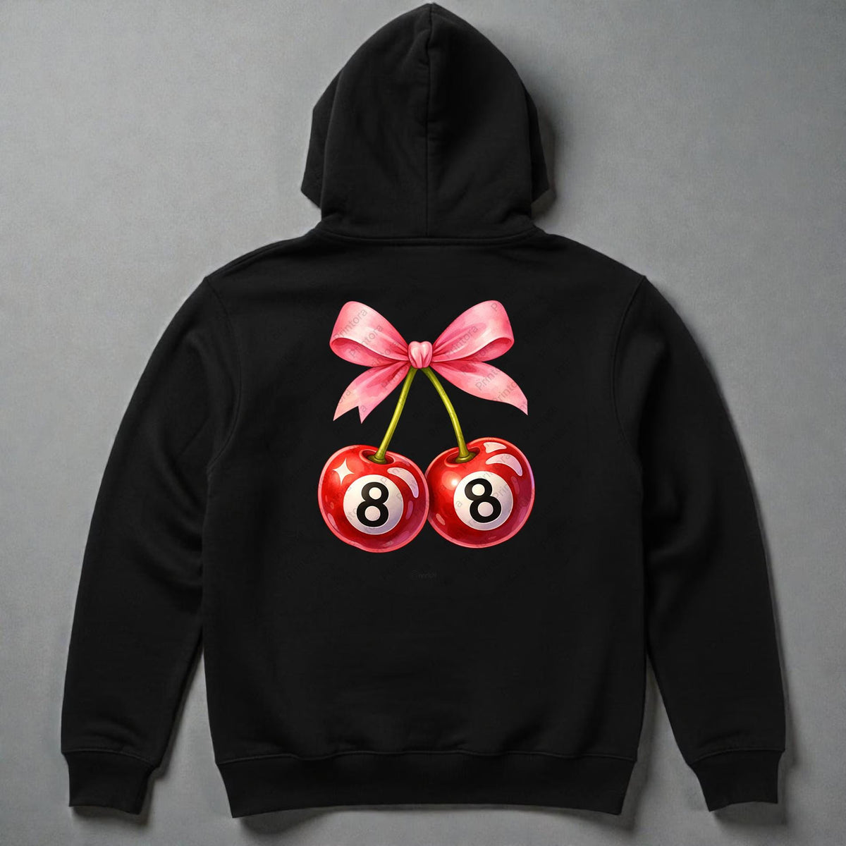 Pink cherry bow 8-ball PNG design alternate preview