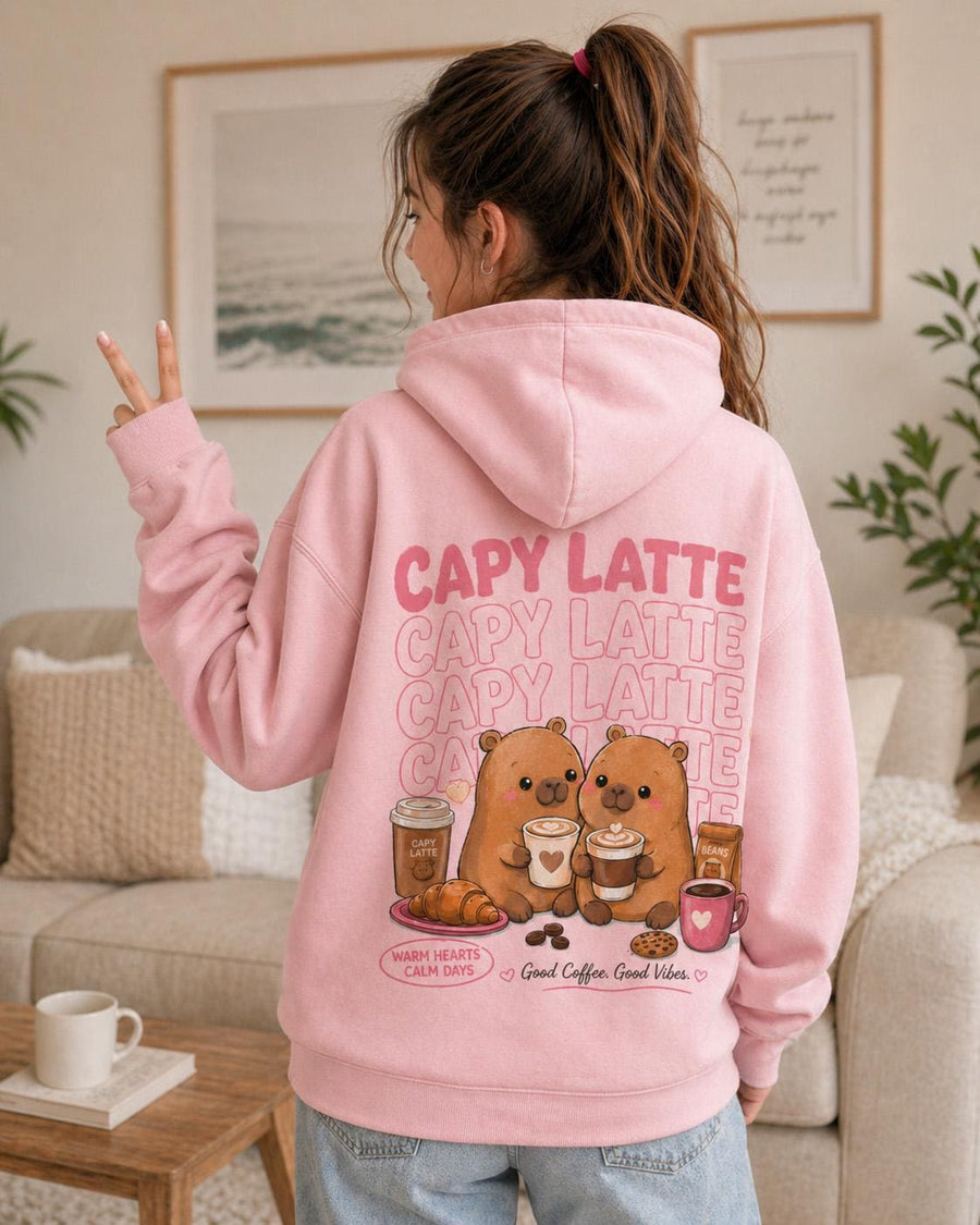 Capy Latte cute capybara coffee hoodie product mockup