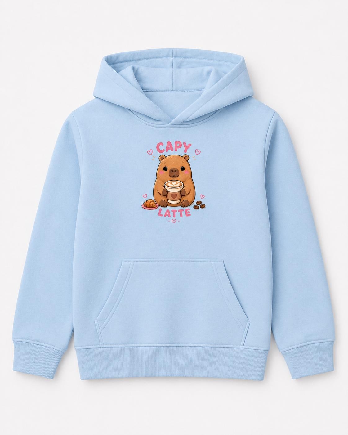 Capy Latte capybara coffee hoodie back print detail