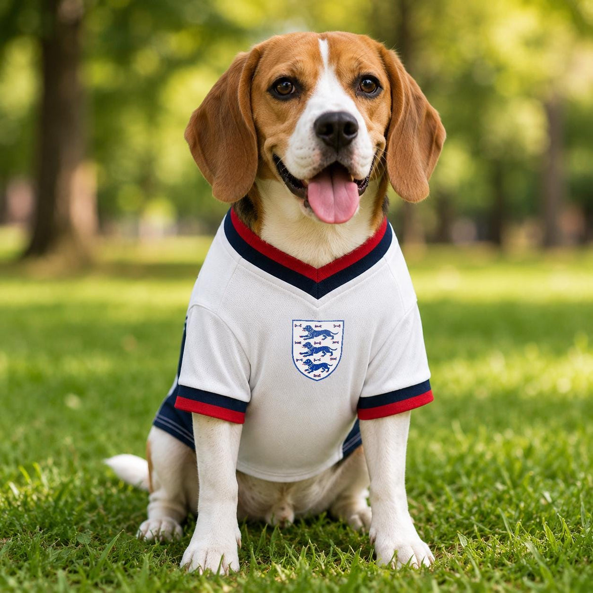 Personalised dog football shirt front and back product view