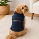 Personalised Dog Denim Jacket | Embroidered Dog Name Jacket, Custom Pet Denim Coat