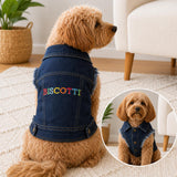 Personalised Dog Denim Jacket | Embroidered Dog Name Jacket, Custom Pet Denim Coat