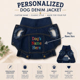 Personalised Dog Denim Jacket | Embroidered Dog Name Jacket, Custom Pet Denim Coat