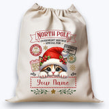 Personalised DTF Printed Christmas Sack - Cute Kitten Design 40cm x 61.5cm