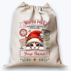 Personalised DTF Printed Christmas Sack - Cute Kitten Design 40cm x 61.5cm