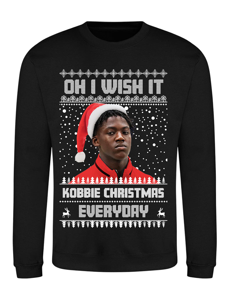 Kobbie Mainoo Christmas Jumper "Oh I Wish It Kobbie Christmas" - Manchester United Football Festive Jumper