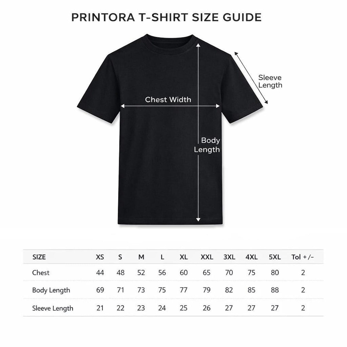 Adult T-shirt size guide for the Lando Norris inspired graphic tee