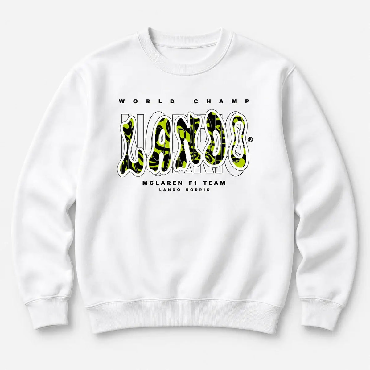 White Lando Norris World Champ jumper front mockup