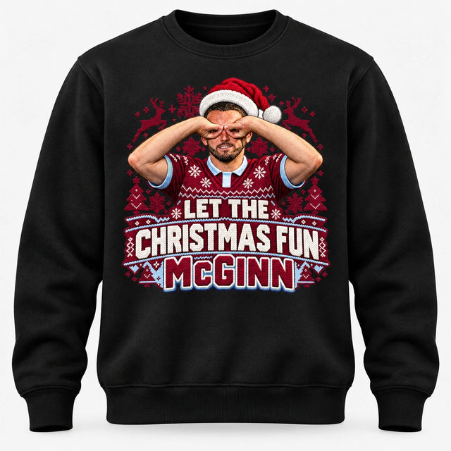 John McGinn Let the Christmas Fun McGinn Christmas jumper – Black front mockup