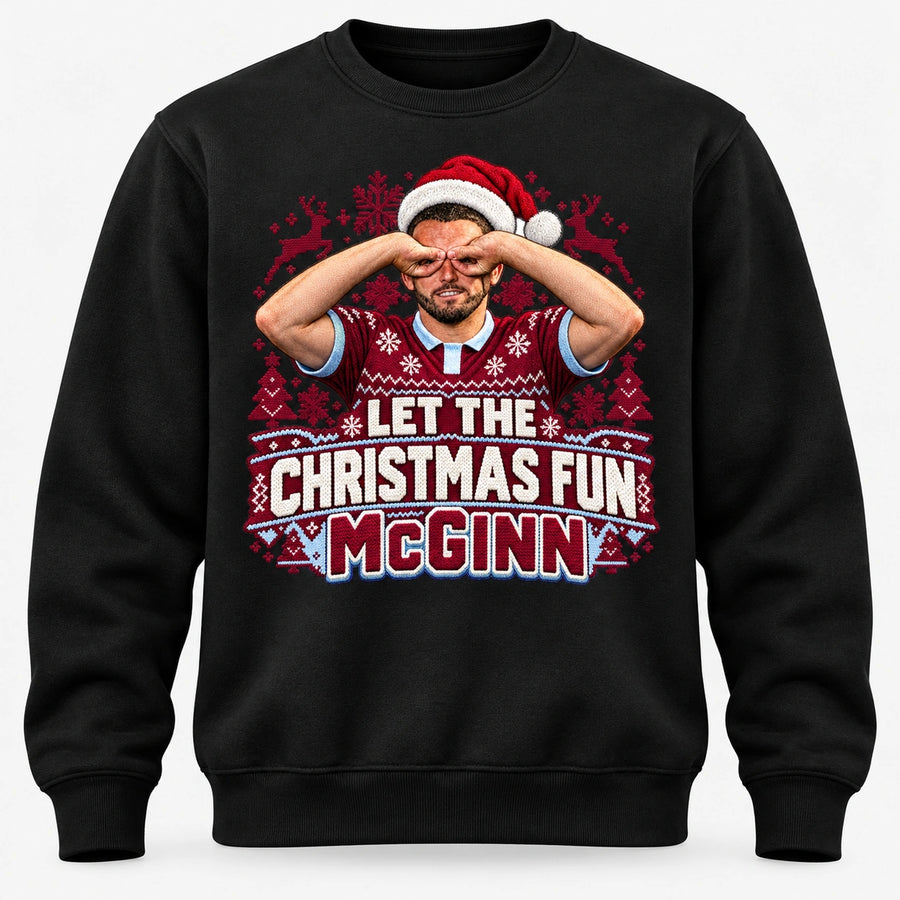John McGinn Let the Christmas Fun McGinn Christmas jumper – Black front mockup