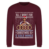 Tyrone Mings AVFC Christmas Jumper - "All I Want For Christmas Is 5 Gold Mings"