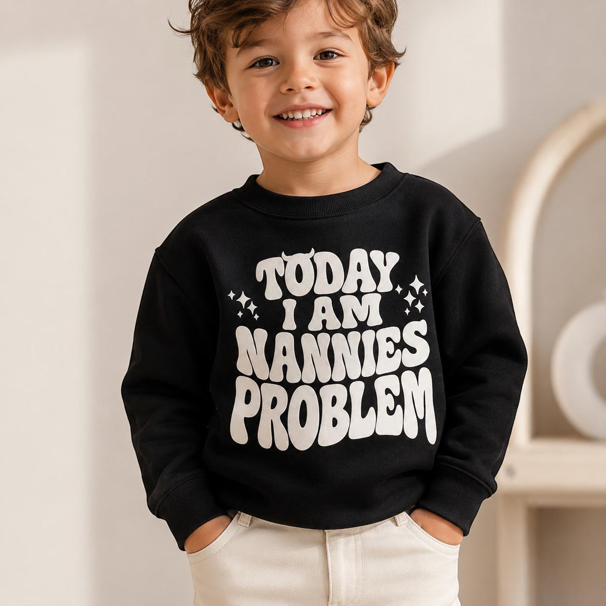 Nannies Problem 3D puff vinyl jumper back print
