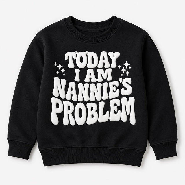 Black kids jumper with devil horn text design