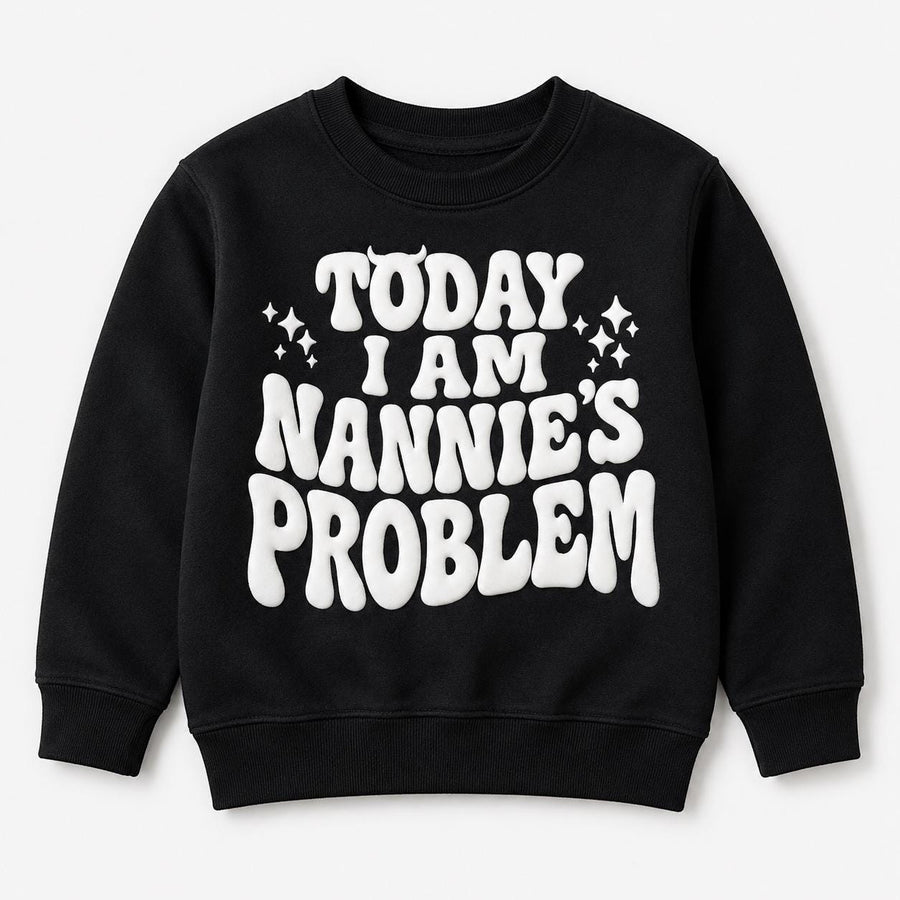 Black kids jumper with devil horn text design
