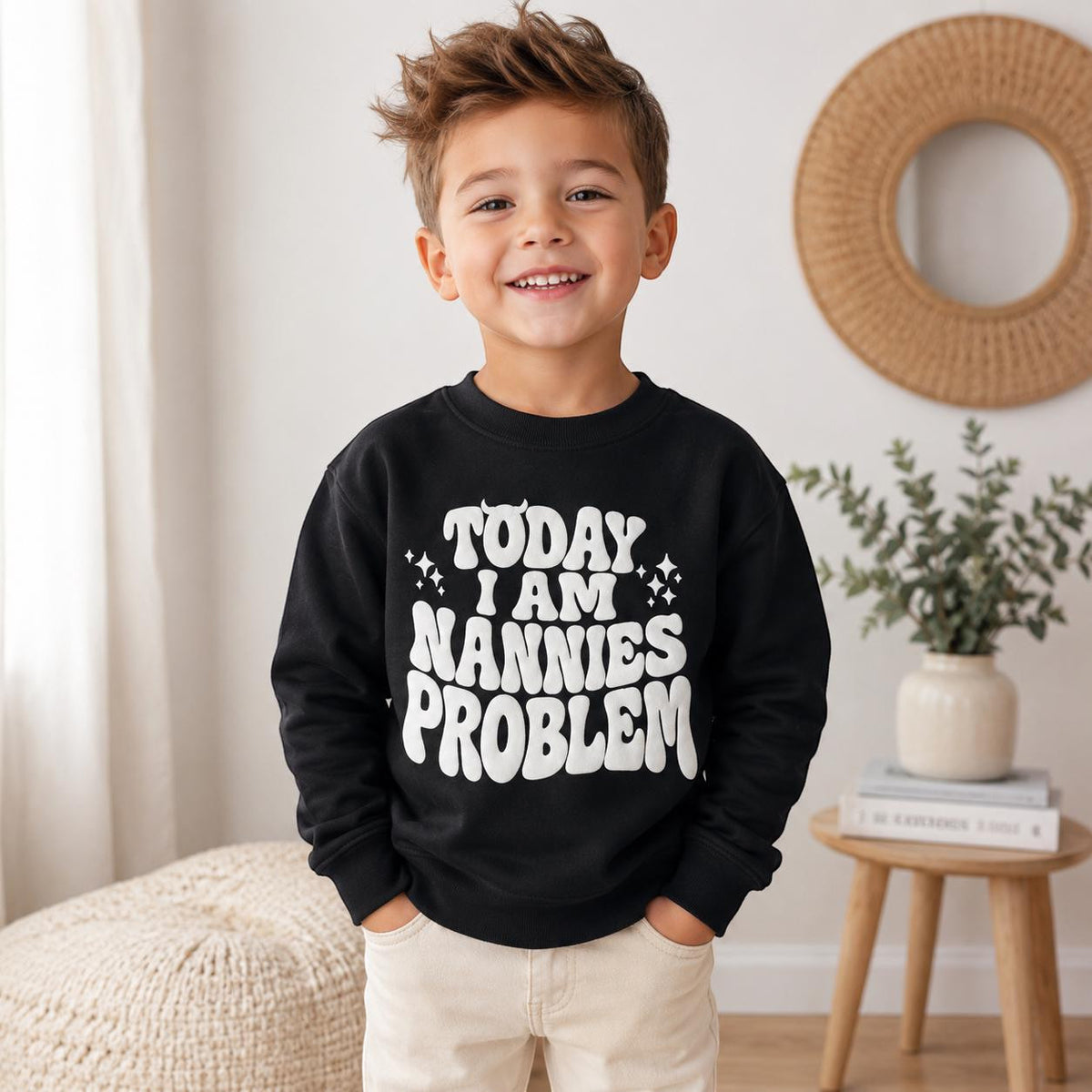 Kids Nannies Problem jumper print close-up