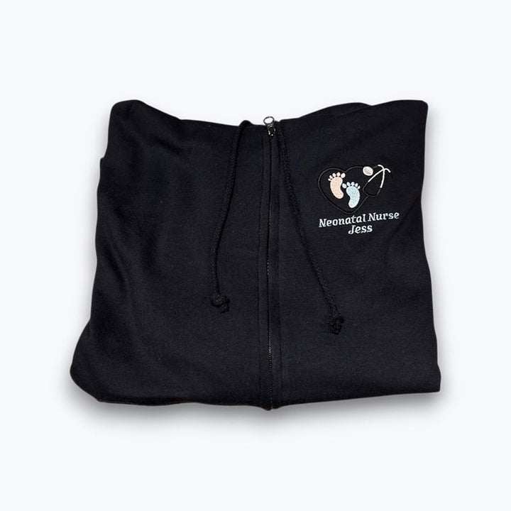 NHS Neonatal Nurse Hoody with Footprint Design