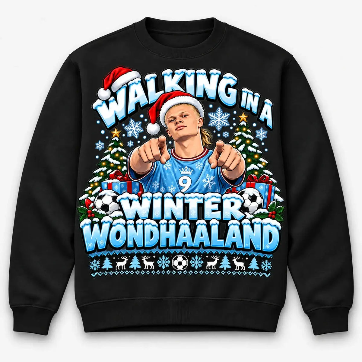 Black Walking in a Winter Wondhaaland Christmas jumper flat lay