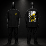 Nirvana black T-shirt front and back mannequin mockup