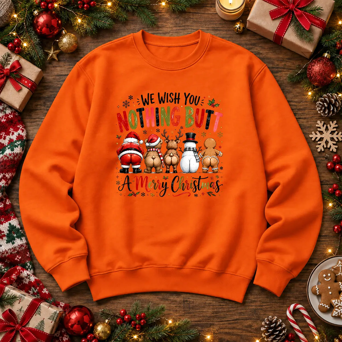 Orange Nothing Butt Merry Christmas funny festive jumper