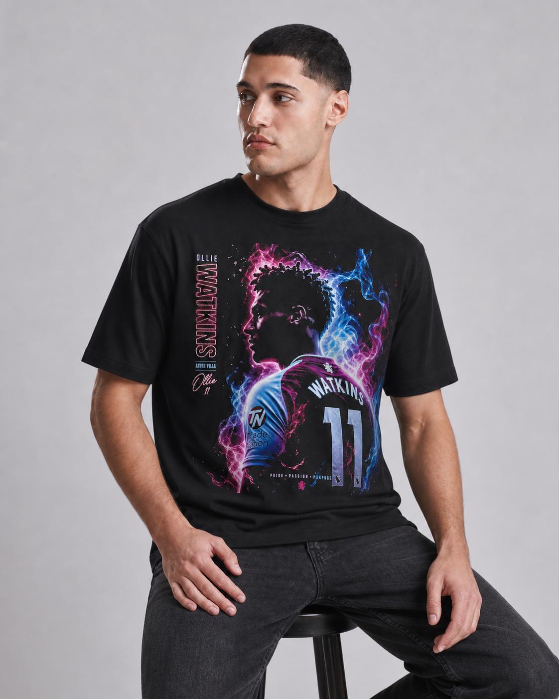 Ollie Watkins claret and blue football T-shirt design