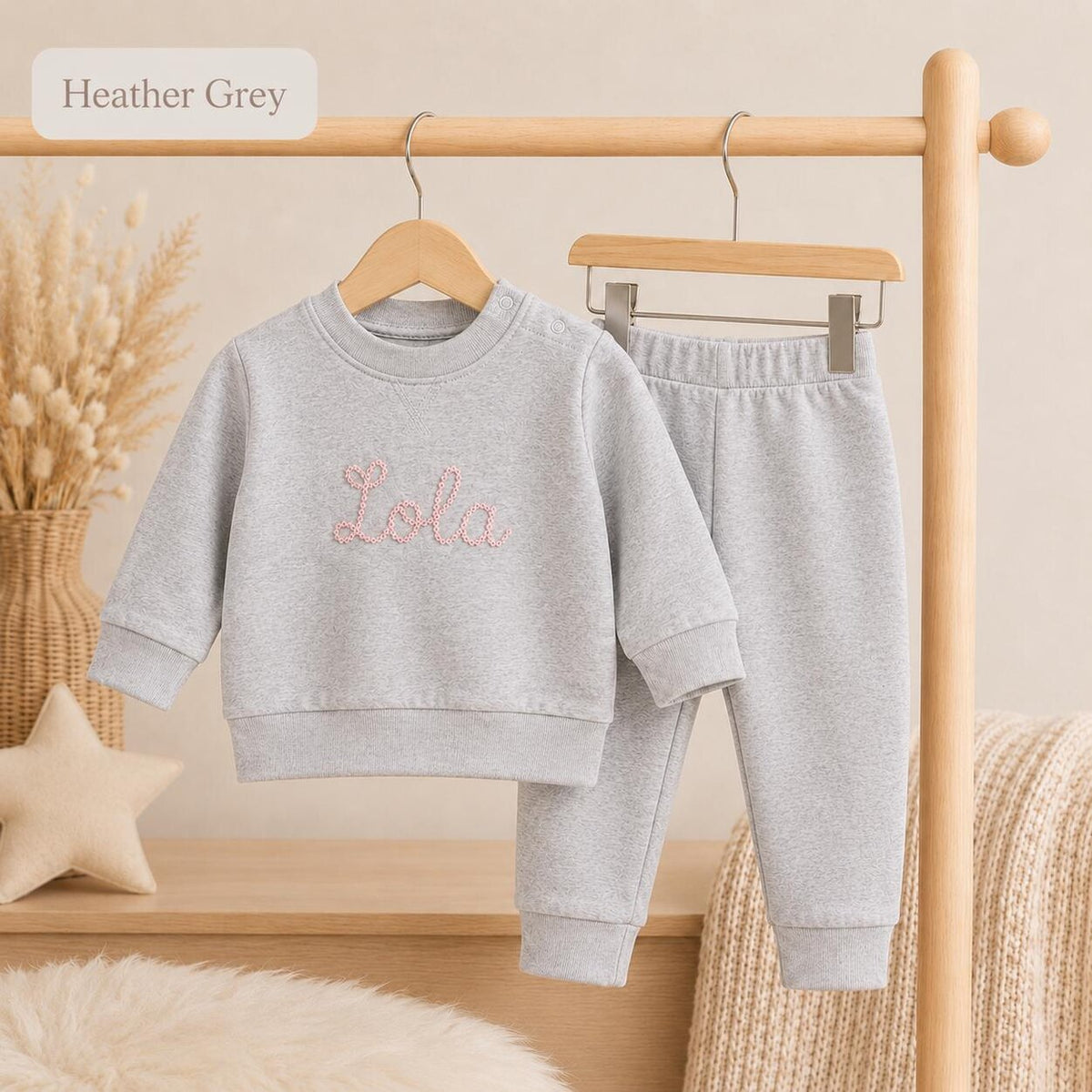 Heather grey personalised sweatshirt and joggers