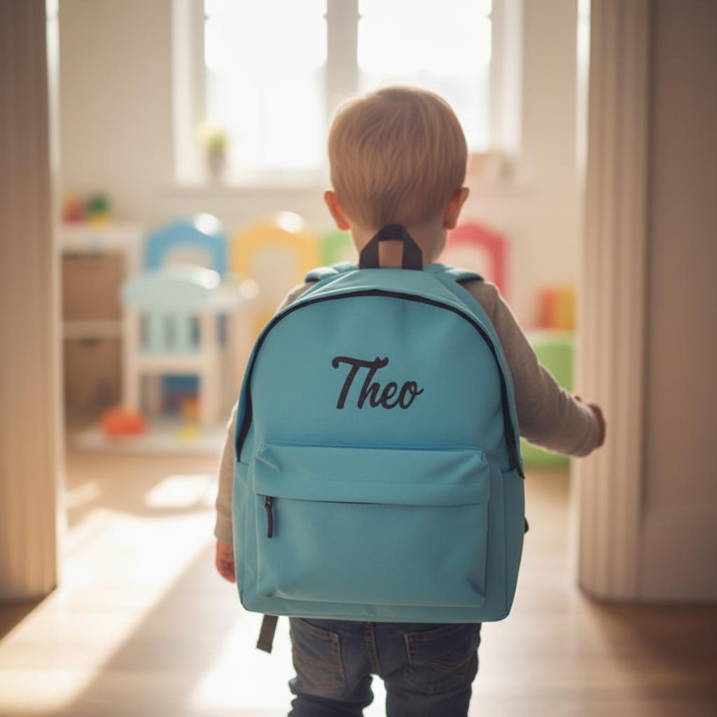 Blue personalised nursery backpack