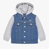 Personalised kids denim jacket front view